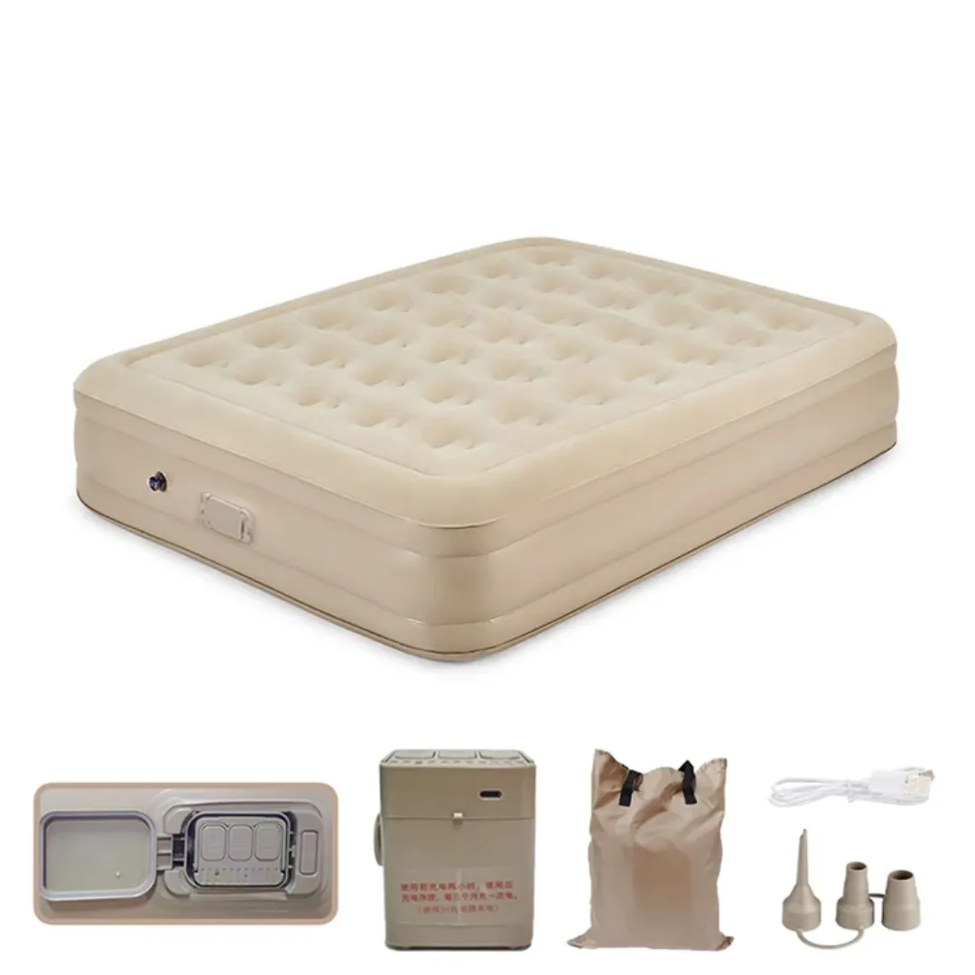 Matelas de camping autogonflant Lit gonflable avec pompe rechargeable intégrée (203x152x40cm) 2 places