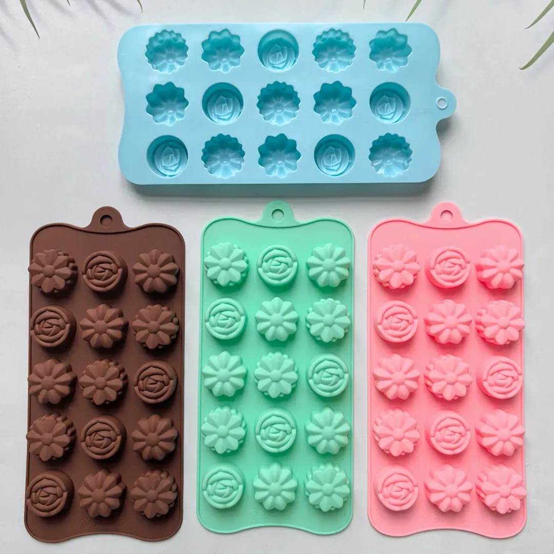 Moule à chocolat en forme de fleur 15 trous, moule à bonbons en silicone