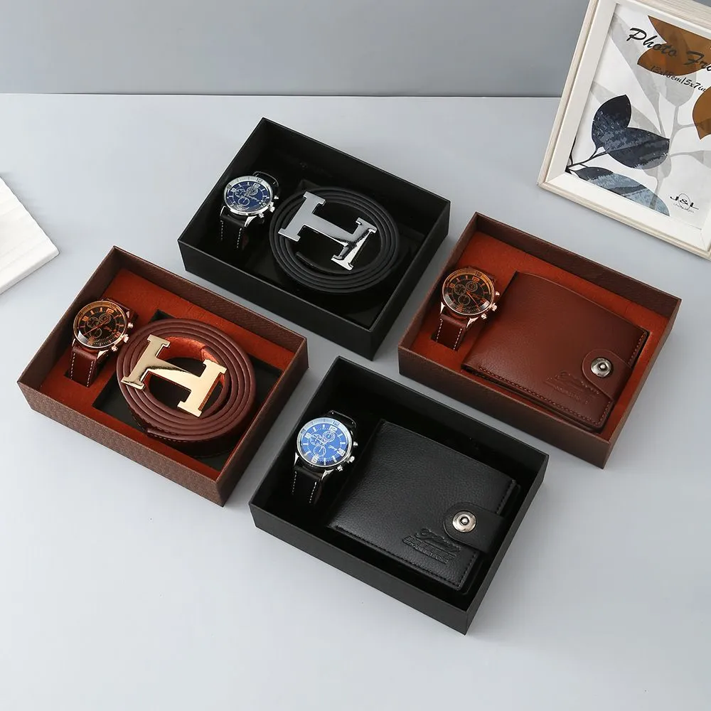 Coffret cadeau homme – Ceinture en cuir + Montre élégante (Set luxe prêt à offrir)