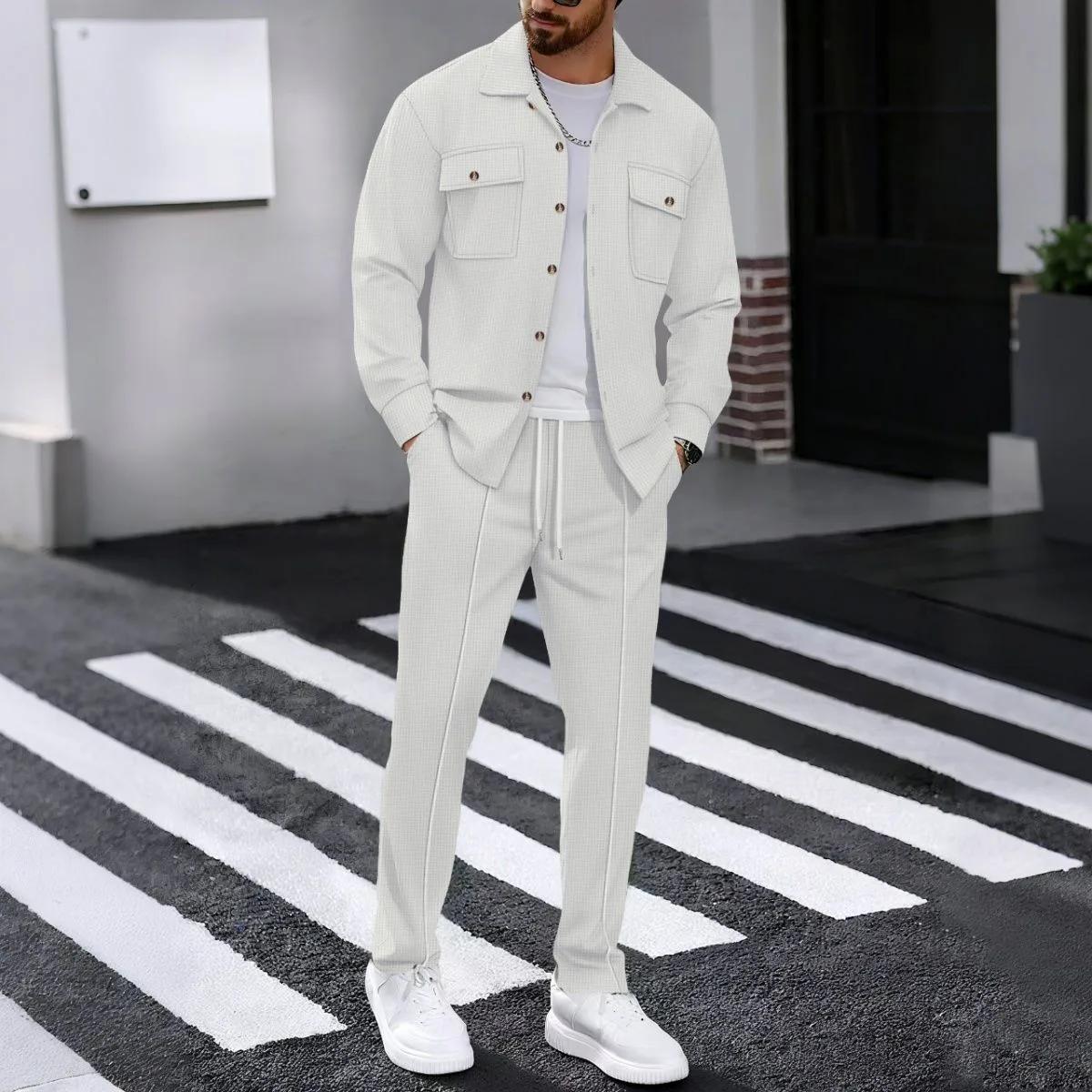 Ensemble deux pièces homme européen - Veste chemise et pantalon coordonnés