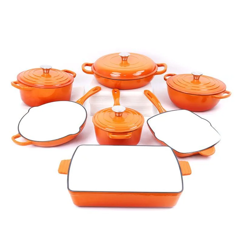 Ensemble de casseroles en fonte émaillée 7 pièces
