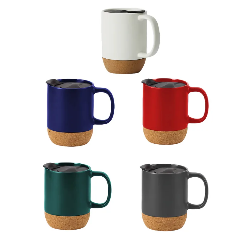 Mug café céramique personnalisé 12oz | Fond liège isolant | Couvercle anti-éclaboussures | Sublimation
