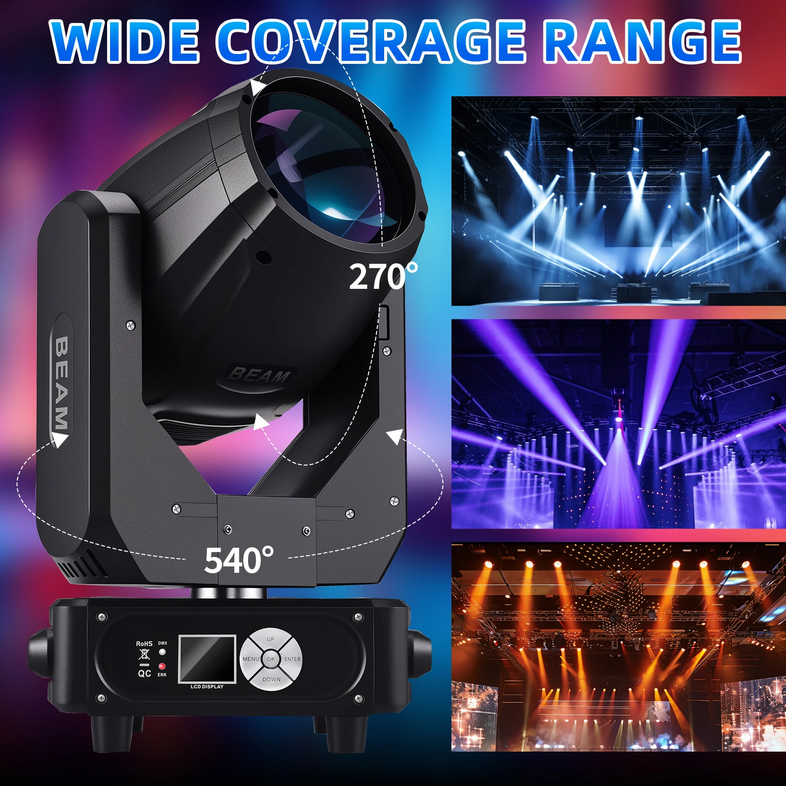 Éclairage LED Lyre Moving Head 350W RGBW 16 Canaux 14 Effets DJ Discothèque Mariage + Flight Case