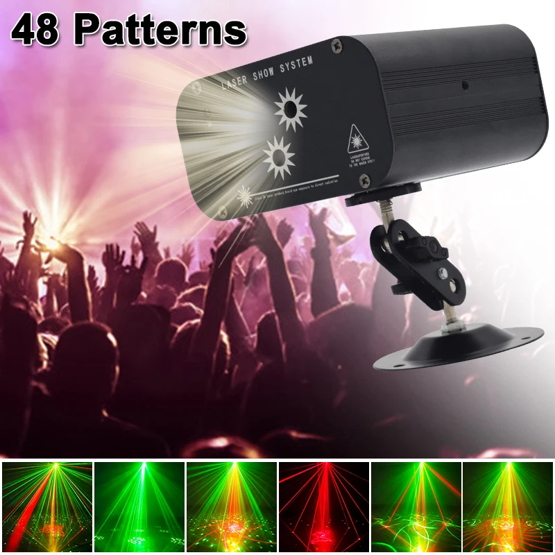 Projecteur Laser DJ DiscoLaser 48 Effets RVB Télécommande Stroboscope Son Bar Club Fête Noël
