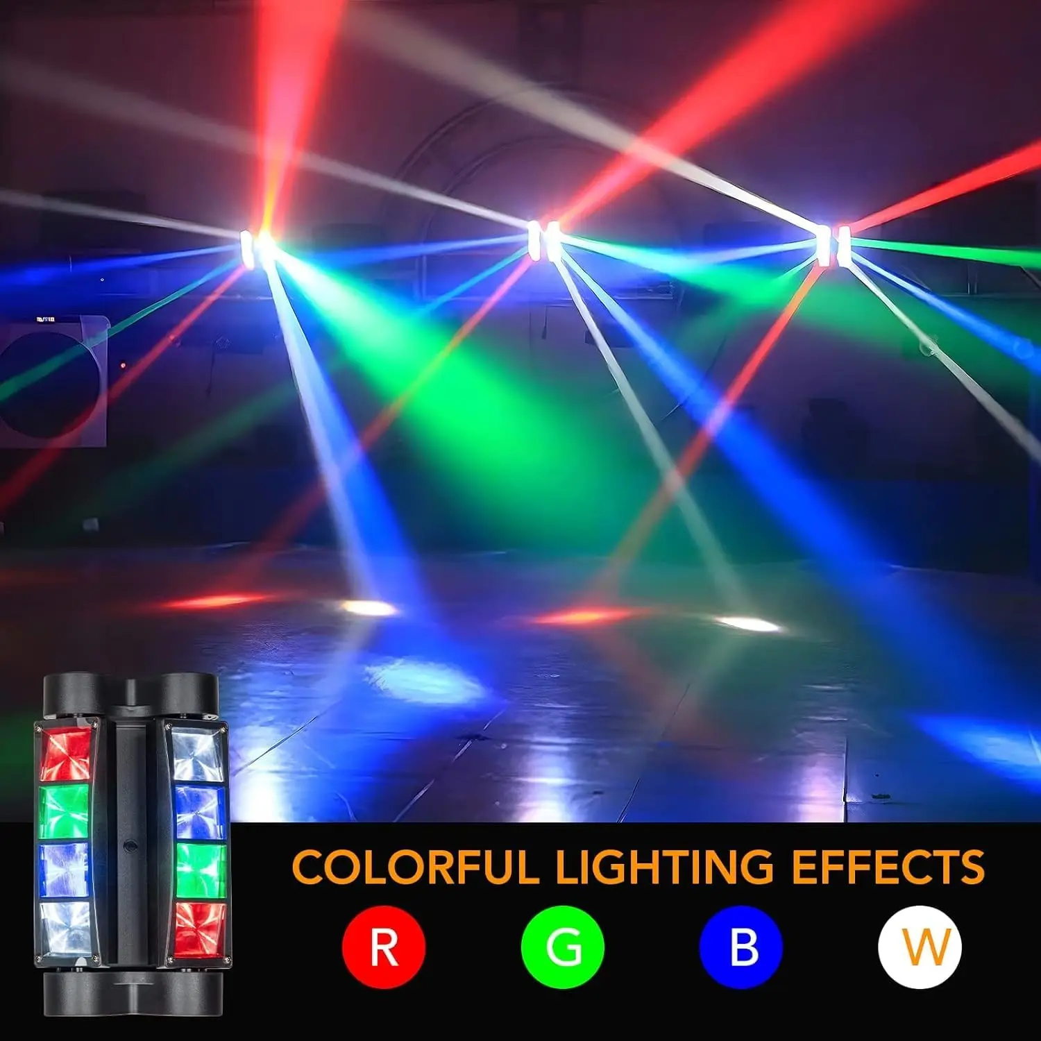 Mini Lyre Araignée LED 8x3W RGBW Tête Mobile DMX-512 | Stroboscope Scène DJ KTV