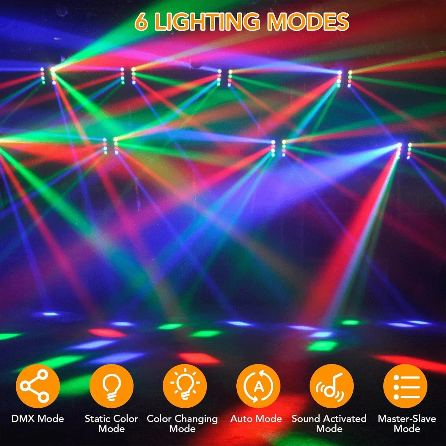 Mini Lyre Araignée LED 8x3W RGBW Tête Mobile DMX-512 | Stroboscope Scène DJ KTV