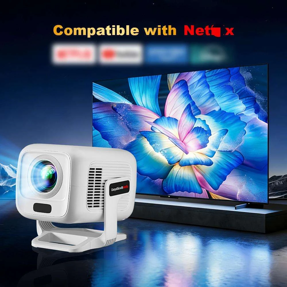 Yinzam YIN300 Mini Projecteur Full HD 1080p | WiFi6, BT5.4, Android 11, Focale Courte 0.8:1