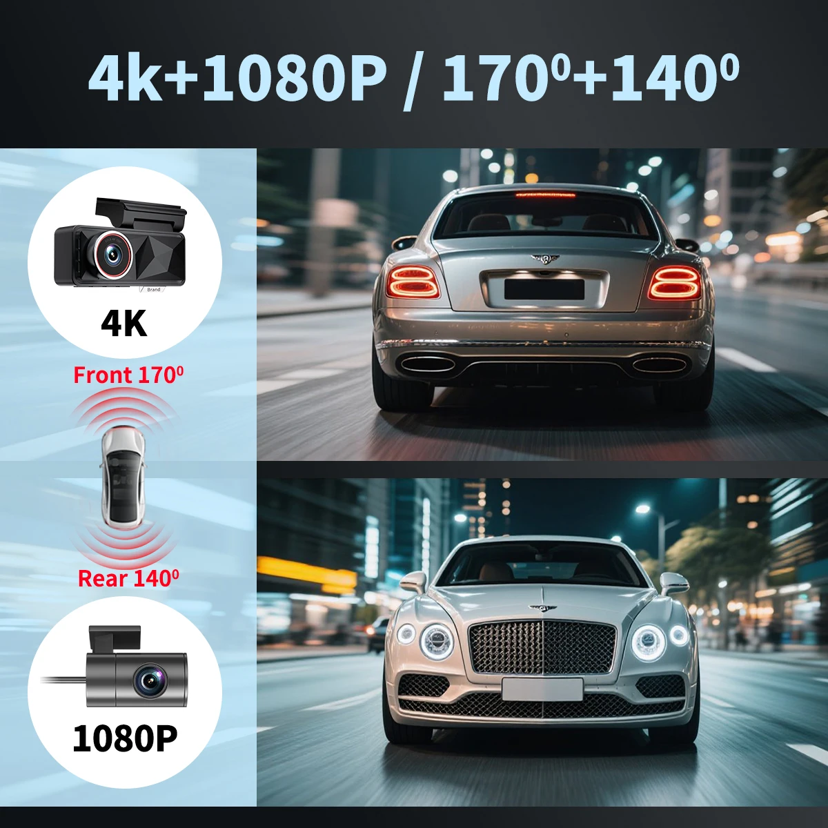 Caméra Dashcam Yinzam A11 4K Double Objectif GPS WiFi Vision Nocturne Sony STARVIS2 3,2"