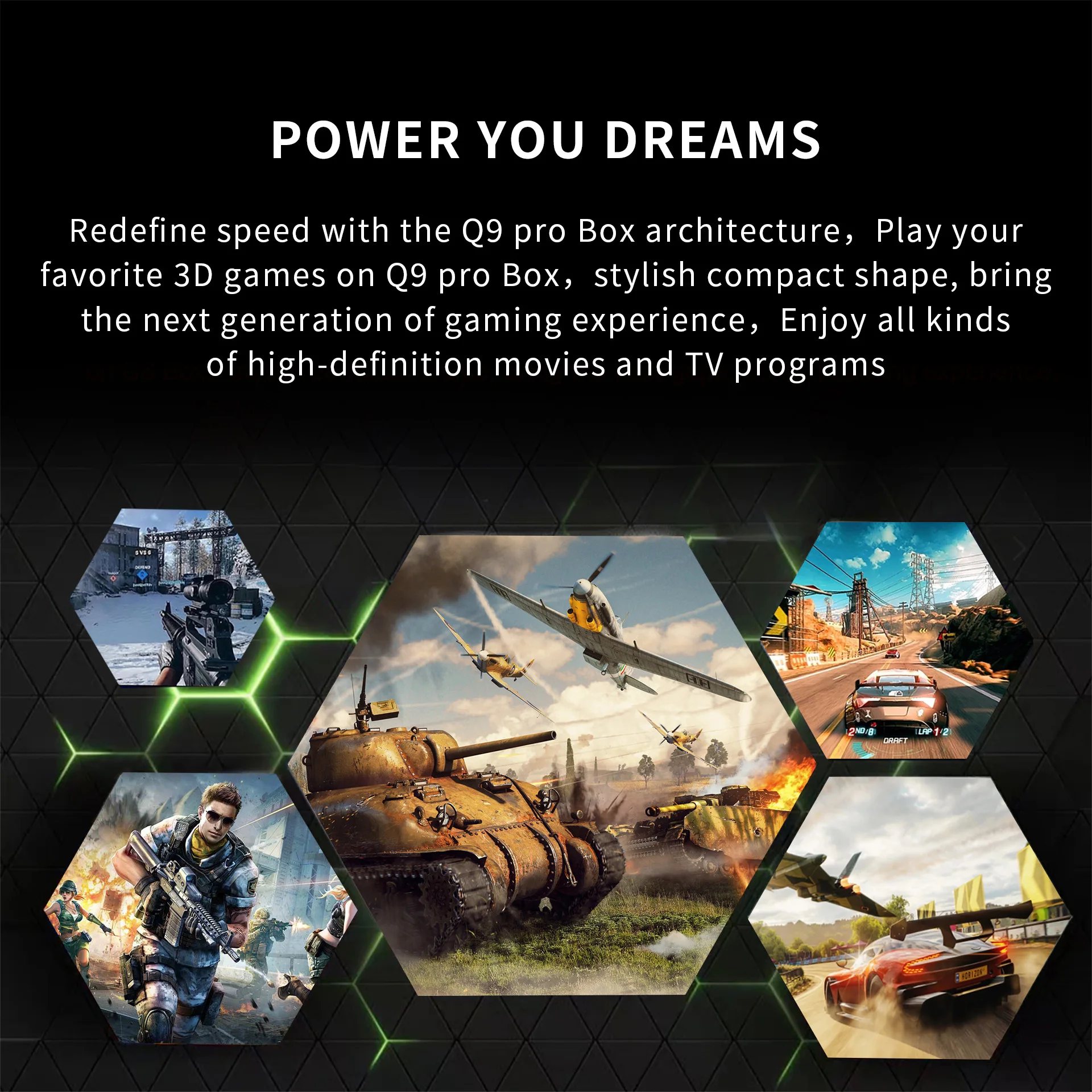 Boîtier TV Android Yinzam Q9 Pro – Console Rétro 8K HDR, +40 000 Jeux, 2 Manettes Sans Fil