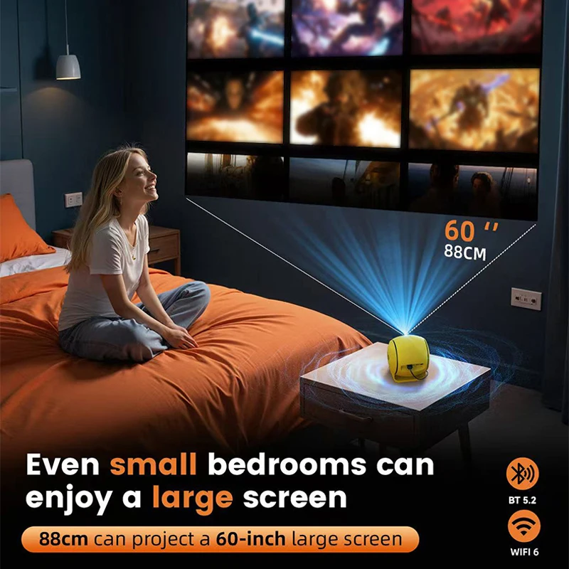 Projecteur Q3 Intelligent 720P | Android 13 | WiFi | Mise au point auto | Cinéma maison portable