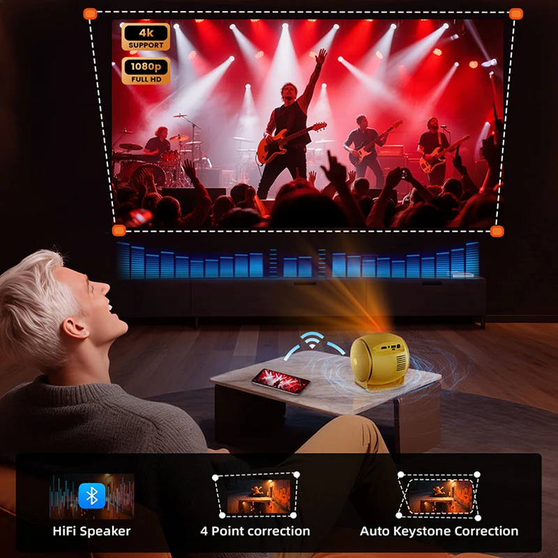 Projecteur Q3 Intelligent 720P | Android 13 | WiFi | Mise au point auto | Cinéma maison portable