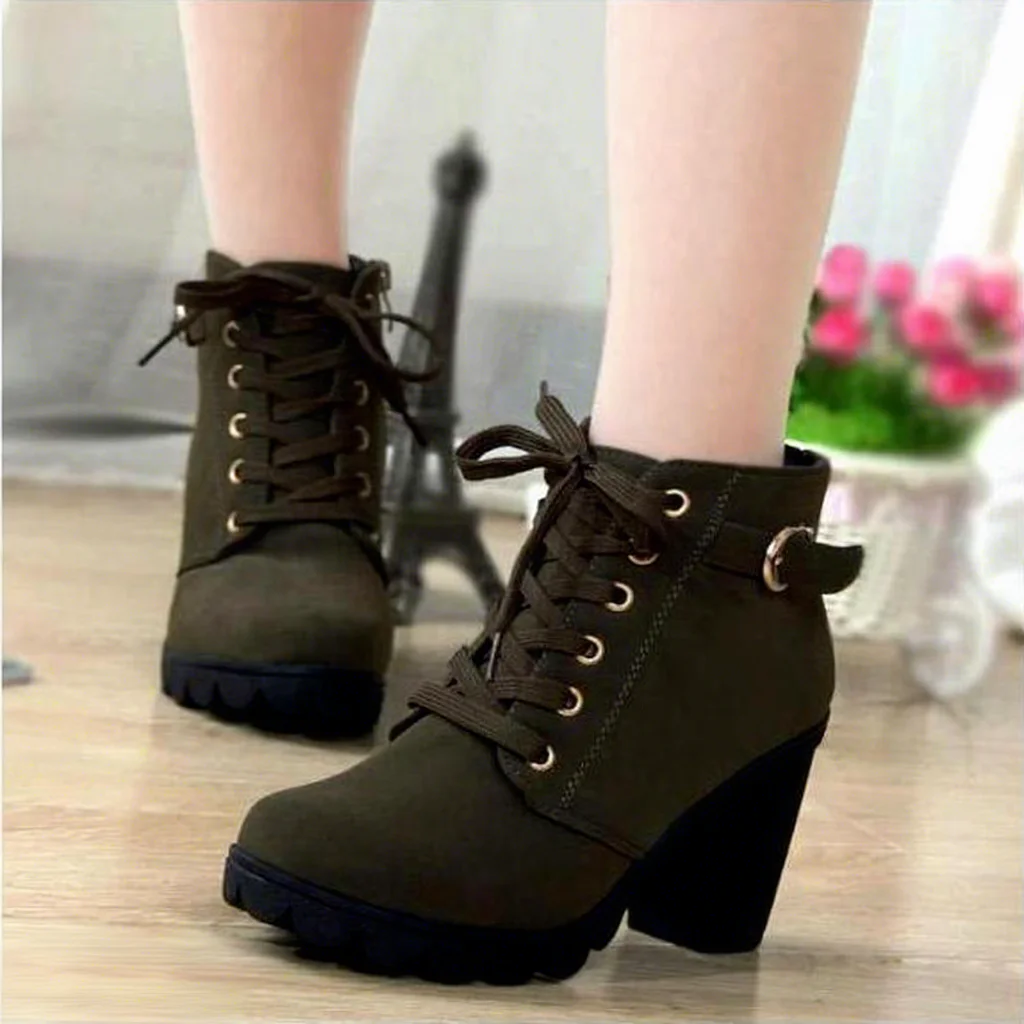 Bottines femme à talon chunky bout pointu – Style européen tendance 2025