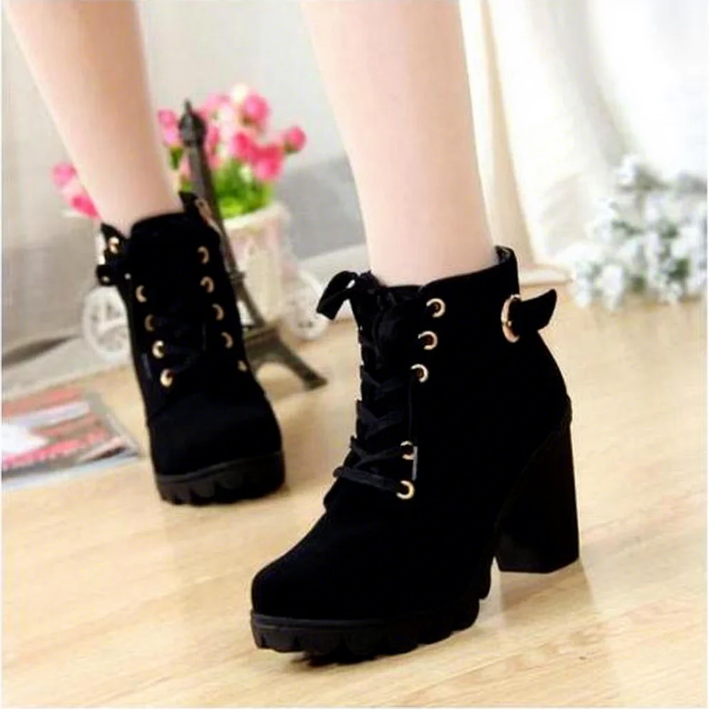 Bottines femme à talon chunky bout pointu – Style européen tendance 2025