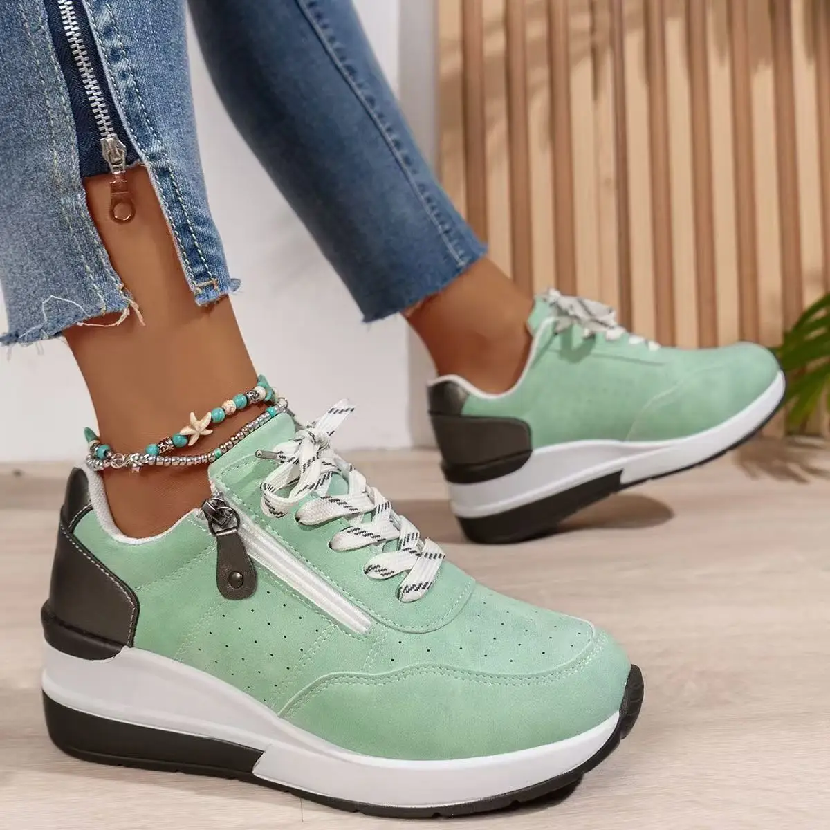 Chaussures Plateforme Femme à Lacets – Style Coréen Tendance, Semelle Épaisse Rehaussante