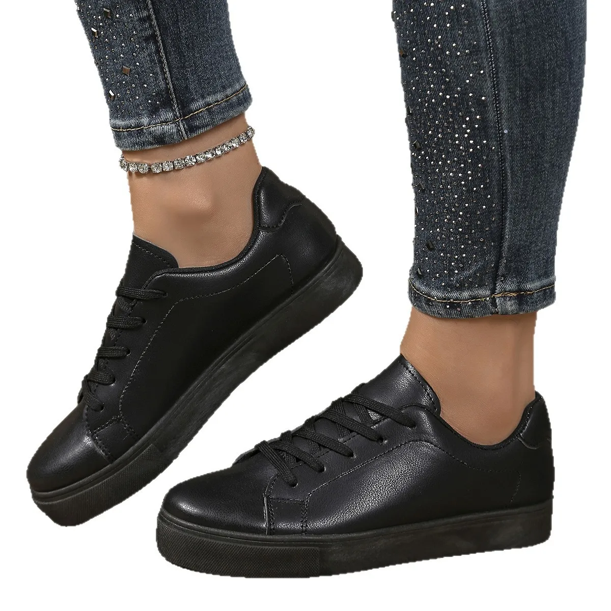 Baskets Blanches Femme 2025 – Style Sport Décontracté, Lacets, Bout Rond, Grandes Tailles
