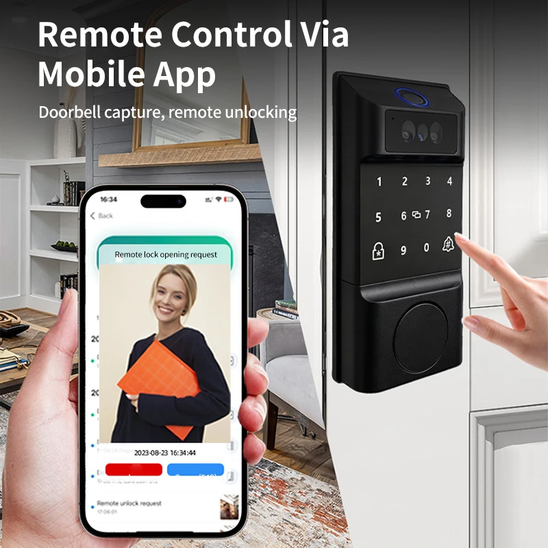 Serrure Intelligente XCZD M-2412B – Empreinte Digitale, Reconnaissance Faciale, Carte & Mot de Passe