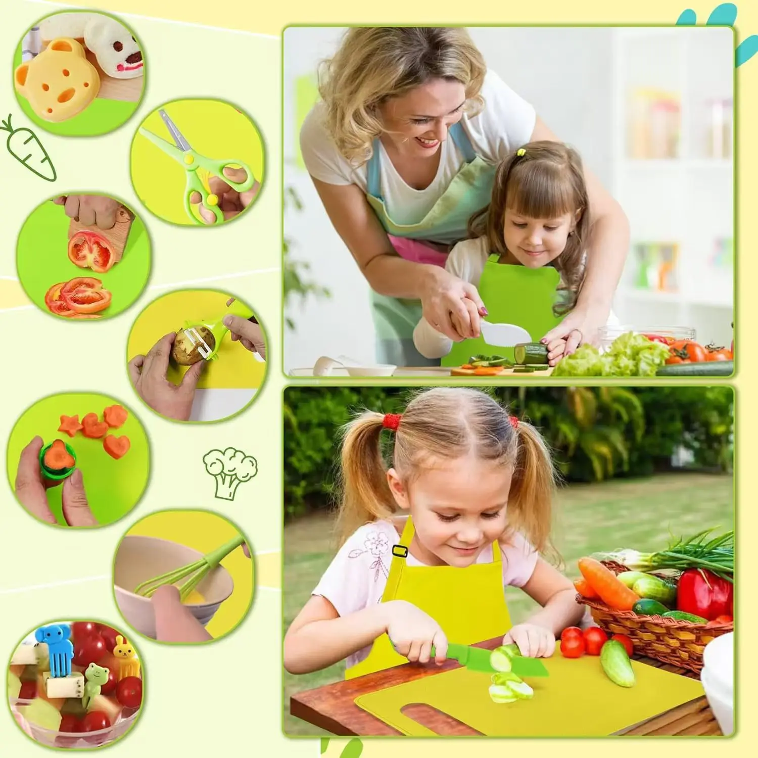 Set 40 Pièces Ustensiles de Cuisine Jouet Montessori pour Enfants 2-7 Ans