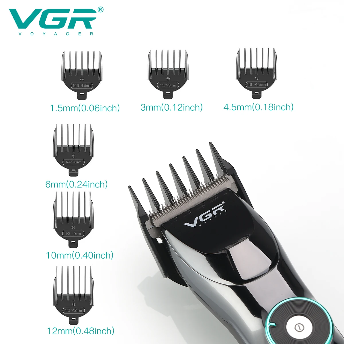 Tondeuse Professionnelle Rechargeable VGR V-256 – Lame Inox, 400min d'Autonomie, Charge USB