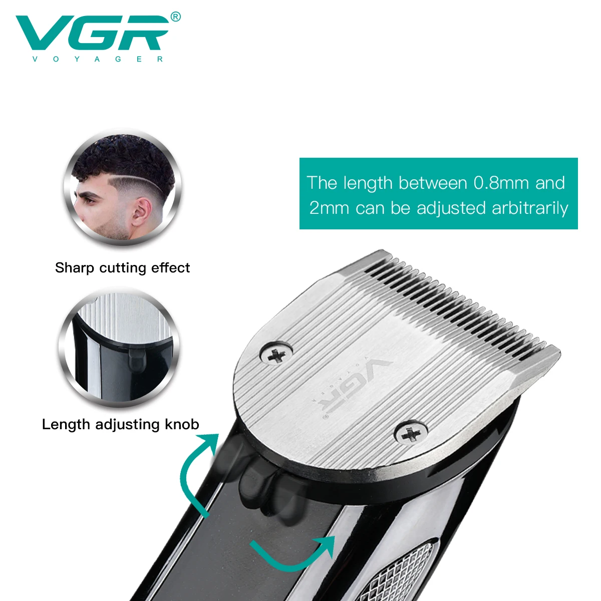 VGR V-288 Tondeuse Sans Fil Rechargeable USB – Coupe Professionnelle 120min