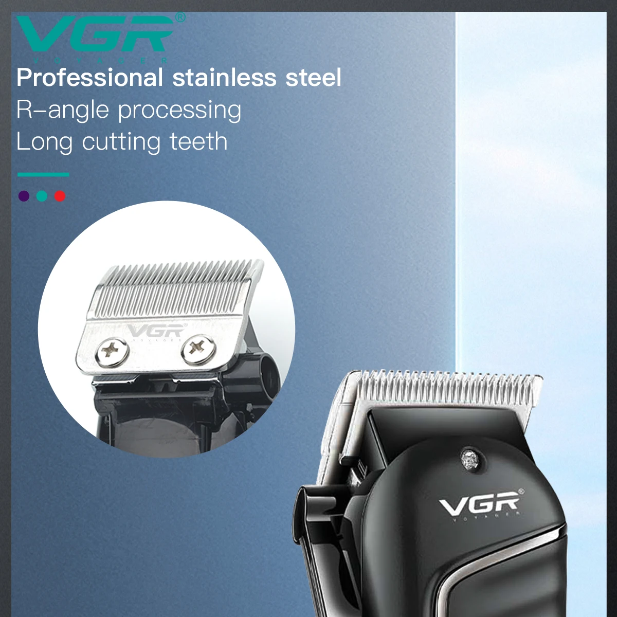 Tondeuse Professionnelle Rechargeable VGR V-683 – Sans Fil, Lame Inox, 200 min d'Autonomie