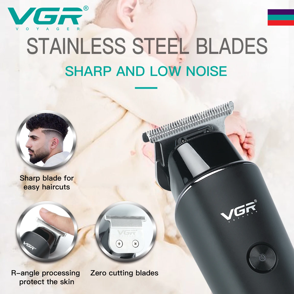 VGR V-933 Tondeuse Professionnelle Rechargeable USB – Lame Acier Inox | 90min d'autonomie