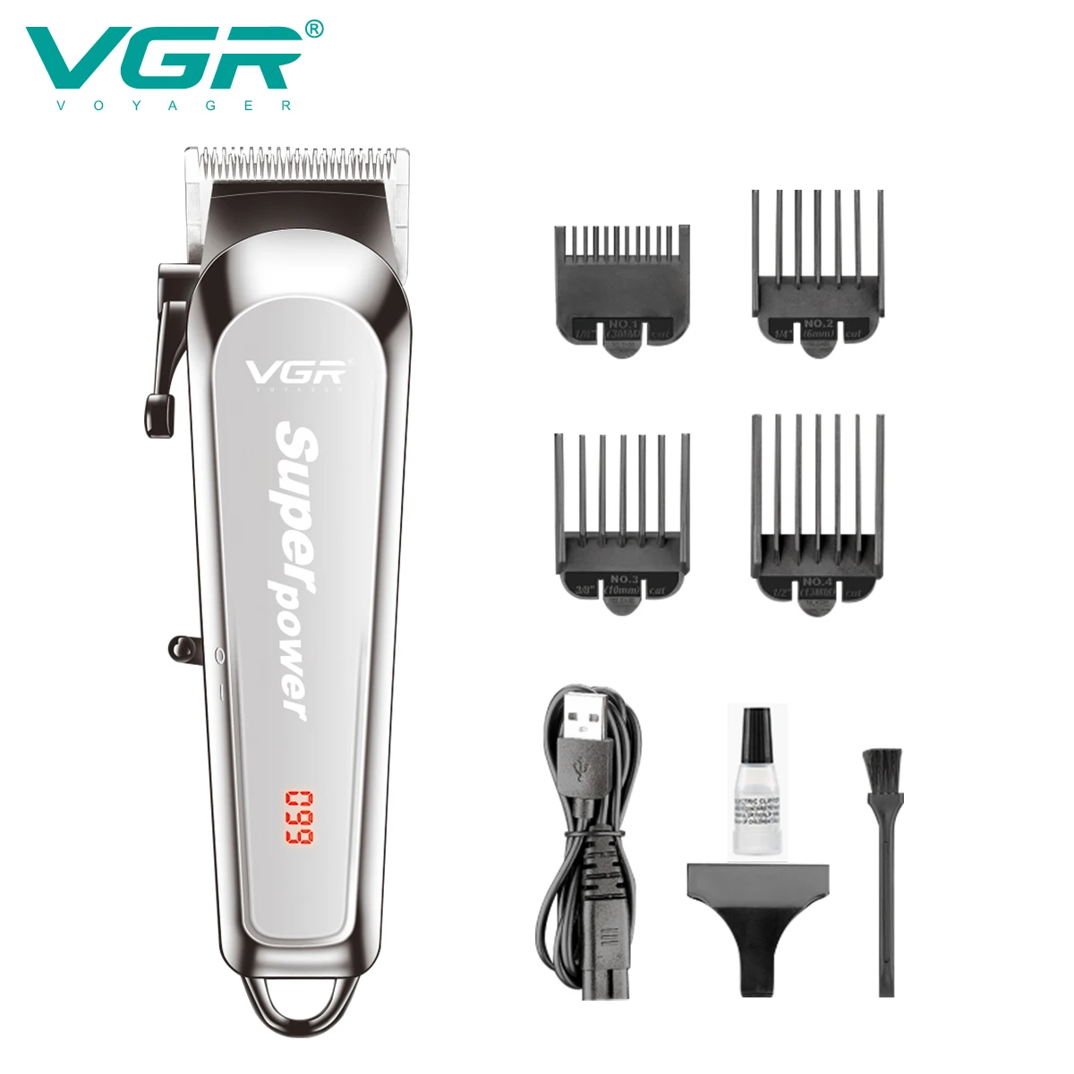 Tondeuse VGR V-060 Professionnelle Sans Fil – Écran LED, 150min d'Autonomie