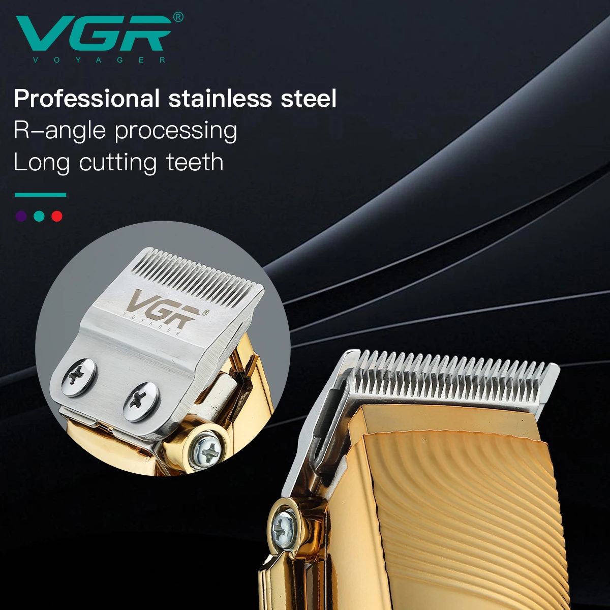 VGR V-280 Tondeuse Professionnelle Rechargeable USB – Lame Inox, 300 min d'Autonomie