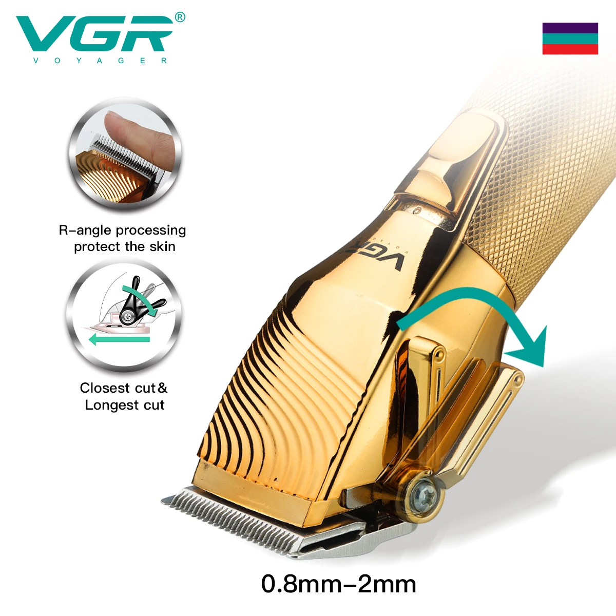 VGR V-280 Tondeuse Professionnelle Rechargeable USB – Lame Inox, 300 min d'Autonomie