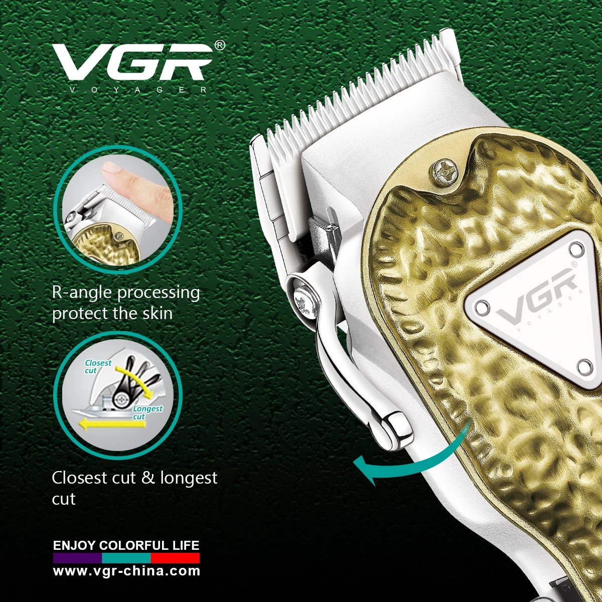 VGR V-143 Tondeuse Professionnelle Tout Métal Sans Fil Rechargeable USB – 300 min d'autonomie