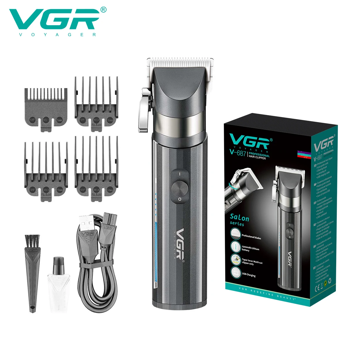 VGR V-687 Tondeuse Professionnelle Rechargeable Sans Fil pour Hommes