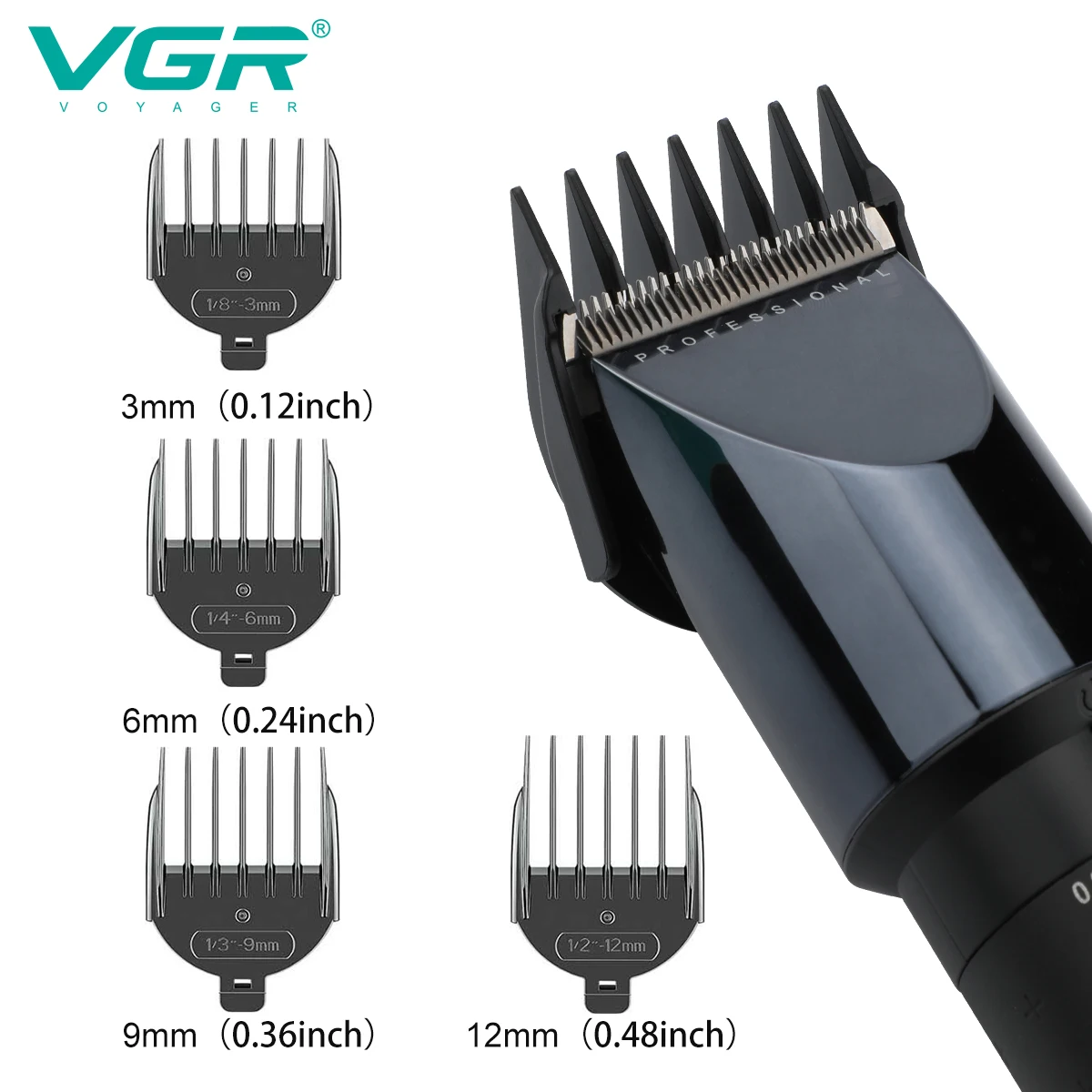 VGR V-698 Tondeuse Professionnelle Sans Fil Rechargeable pour Salon de Coiffure – 200min d'Autonomie