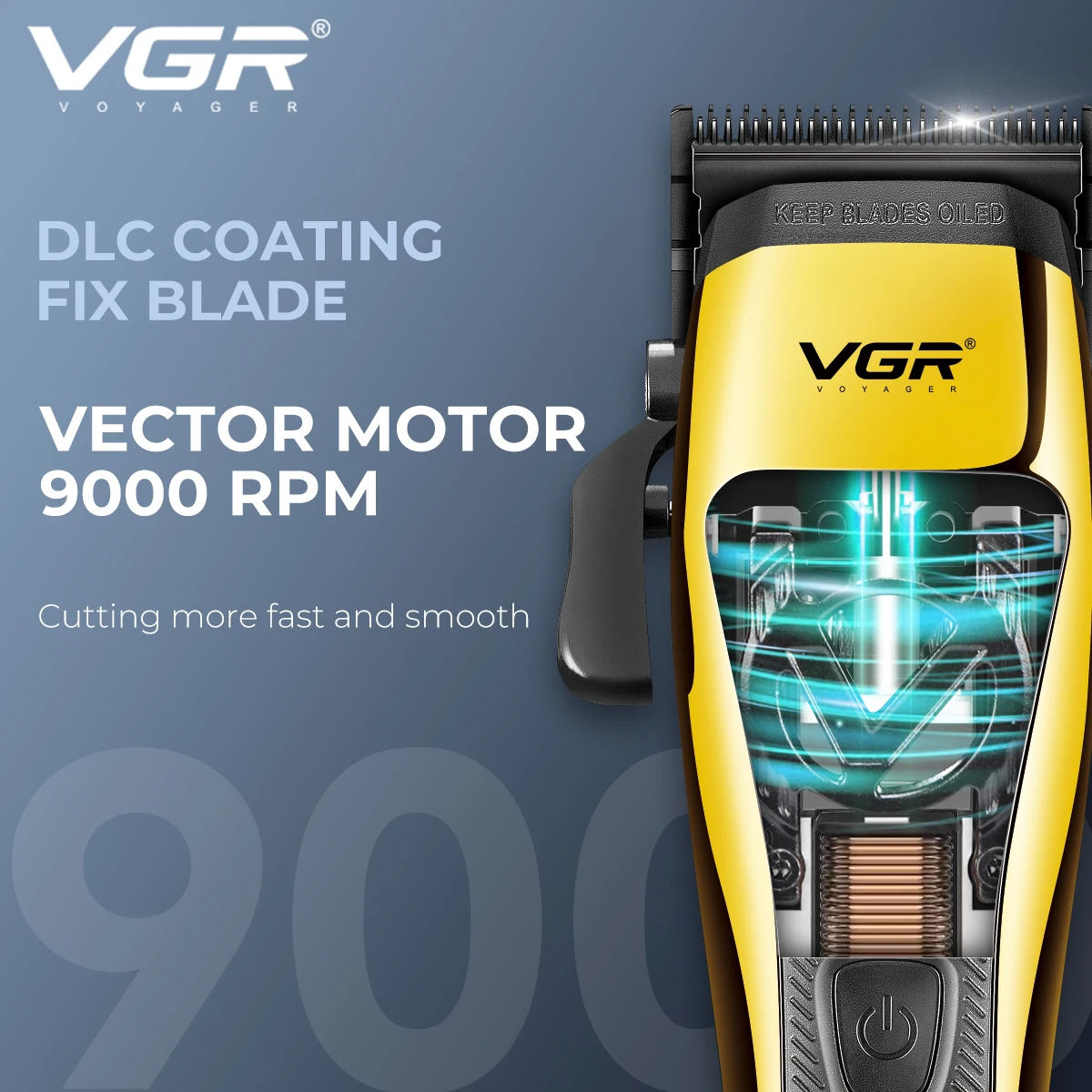 Tondeuse Professionnelle VGR V-015 | Moteur 9000 tr/min | Lame DLC | Autonomie 120 min