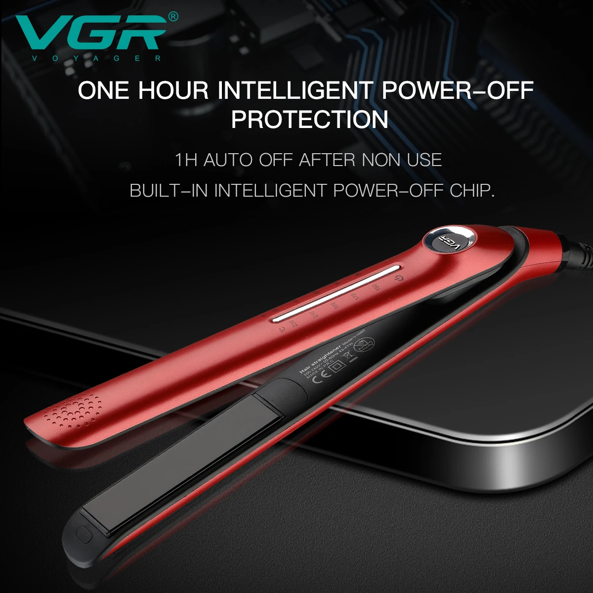 Lisseur Professionnel VGR V-556R Céramique Rouge – Affichage LED & Protection Auto-Off