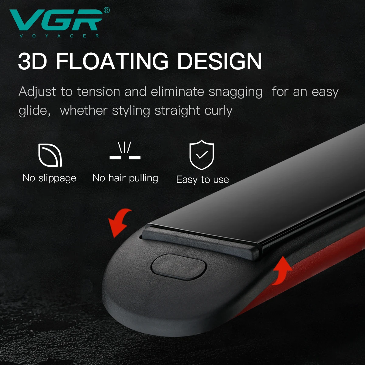Lisseur Professionnel VGR V-556R Céramique Rouge – Affichage LED & Protection Auto-Off
