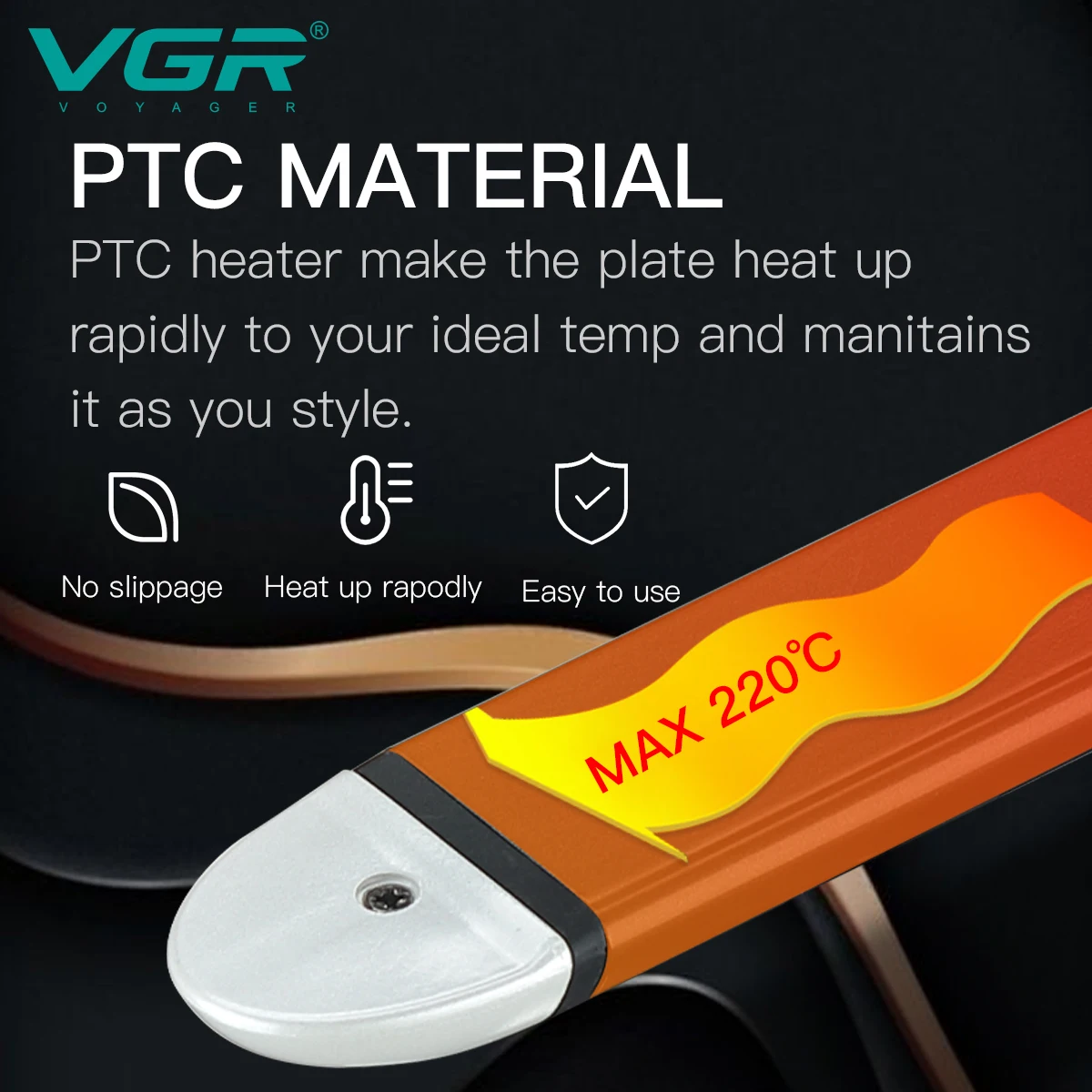 VGR V-558 Lisseur Professionnel Céramique Ions Négatifs Chauffage Rapide