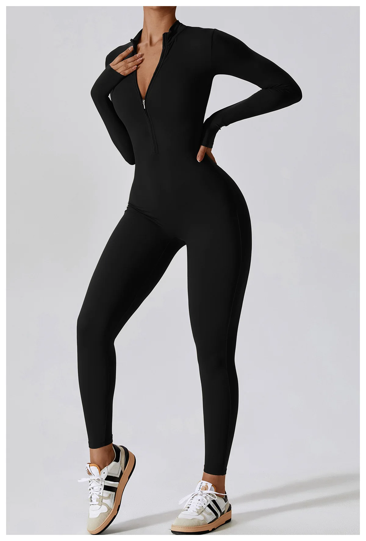 Combinaison Sport Yoga Femme Manches Longues – Séchage Rapide & Extensible 4 Voies