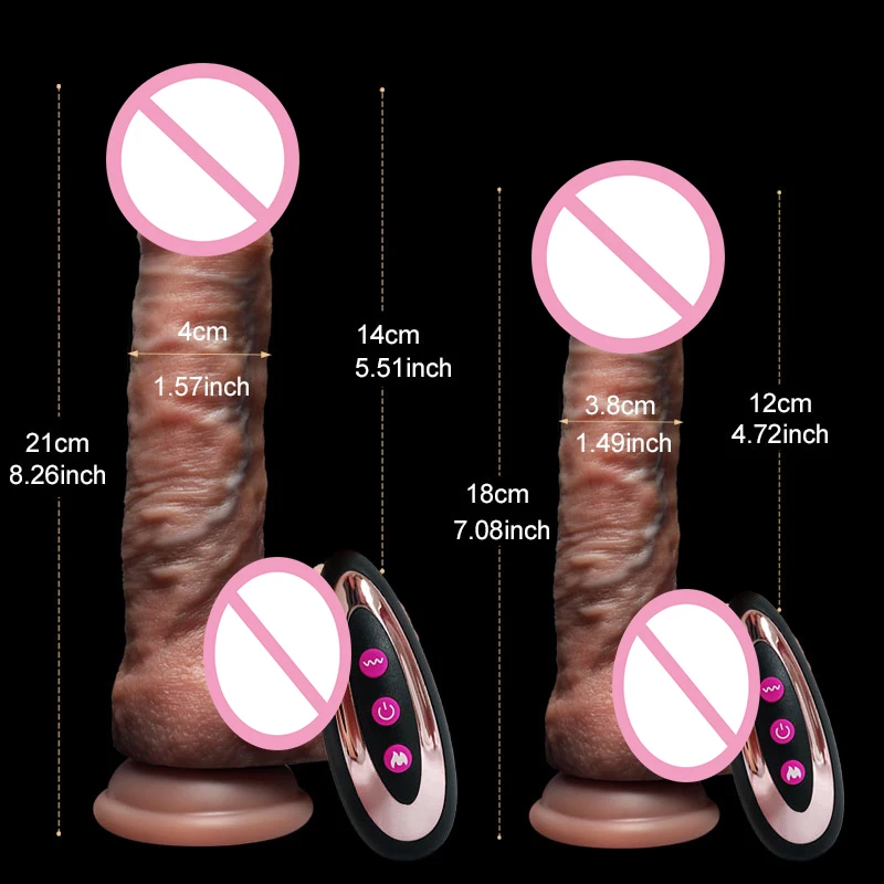 Gode Réaliste Vibrant Chauffant Télescopique en Silicone 21cm – Plaisir Féminin Intense