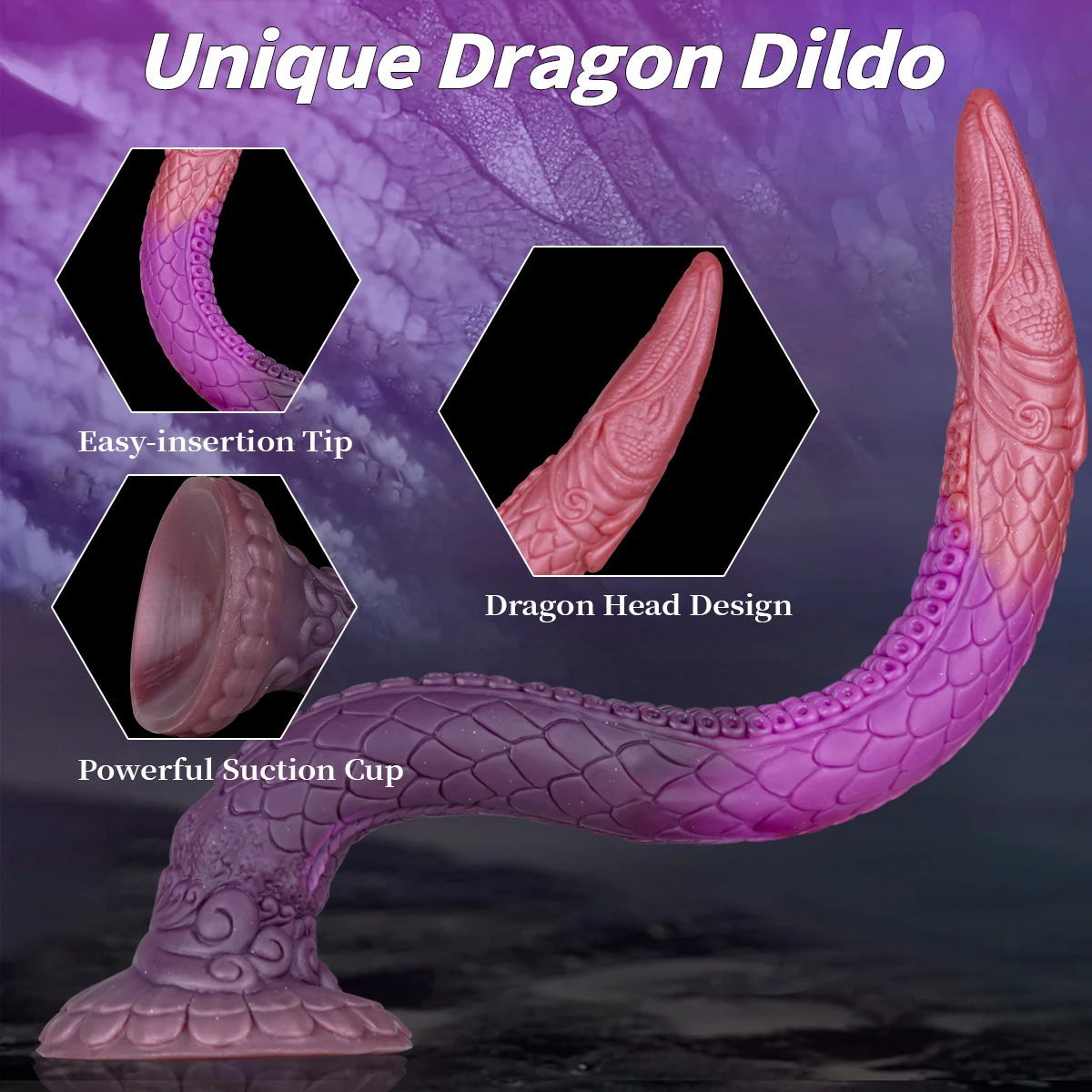 Gode Alien Monster en Silicone avec Ventouse – Lumineux, Étanche 100%, Taille S/L