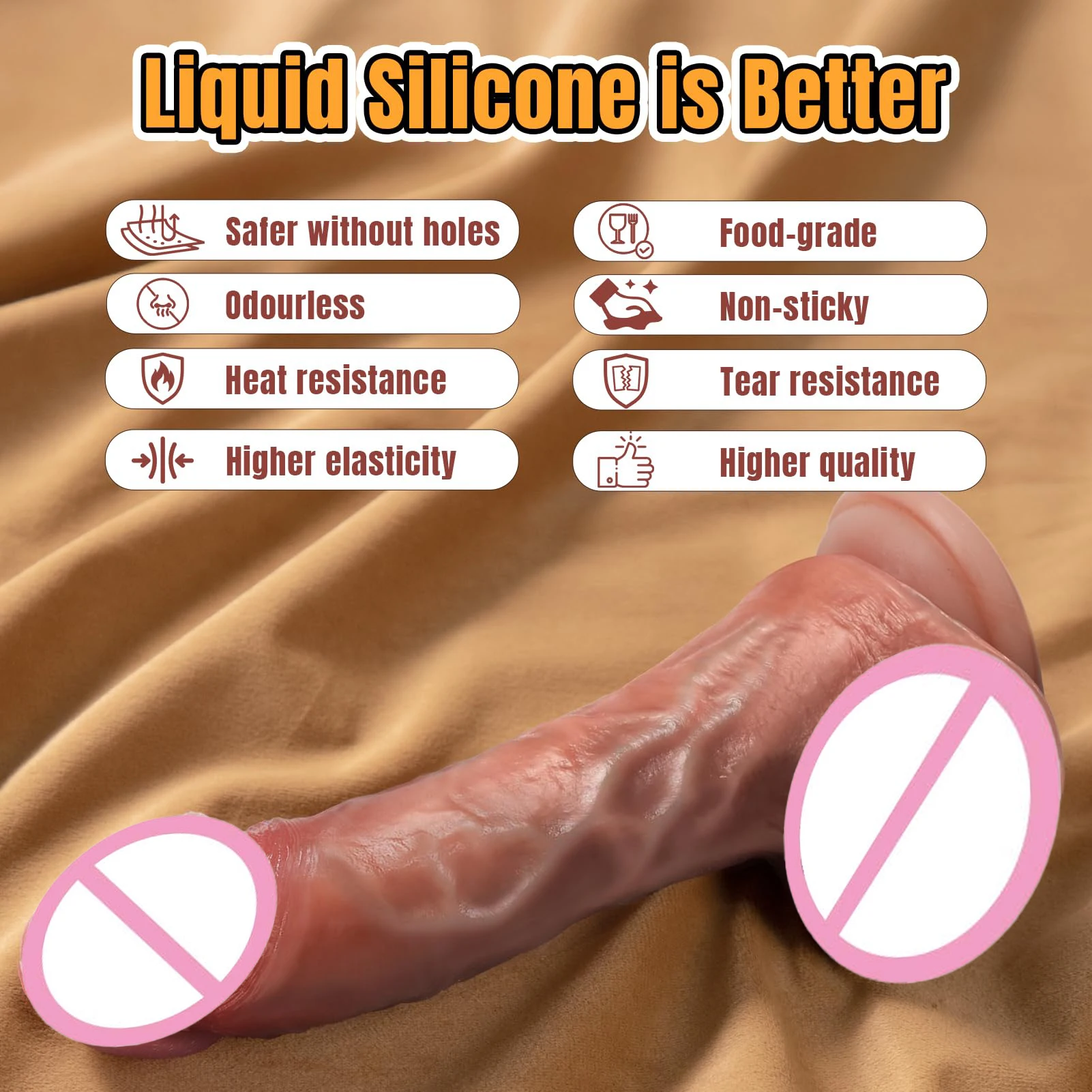 Gode Réaliste 20cm en Silicone avec Ventouse Puissante et Grosses Couilles