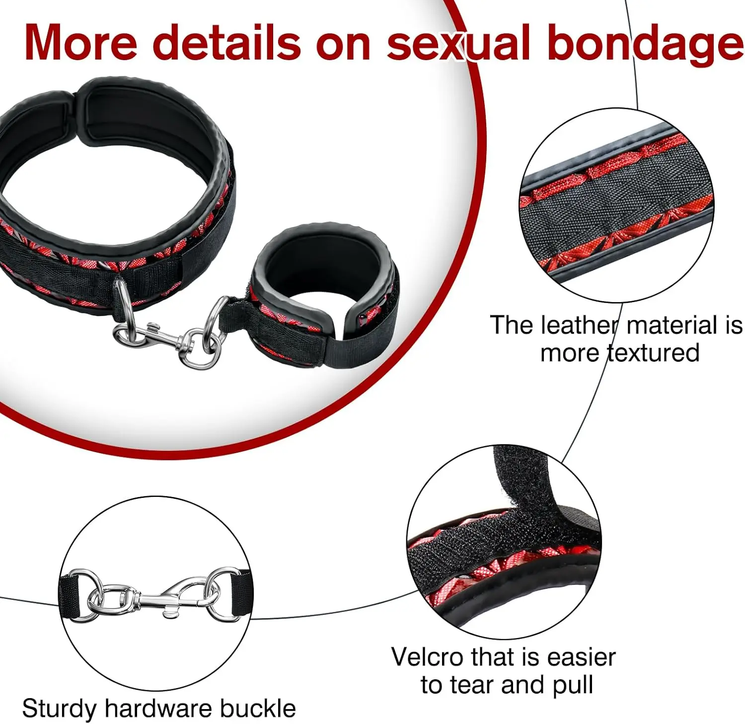 Menottes BDSM Poignets & Cuisses avec Sangles Réglables – Kit Bondage Couple