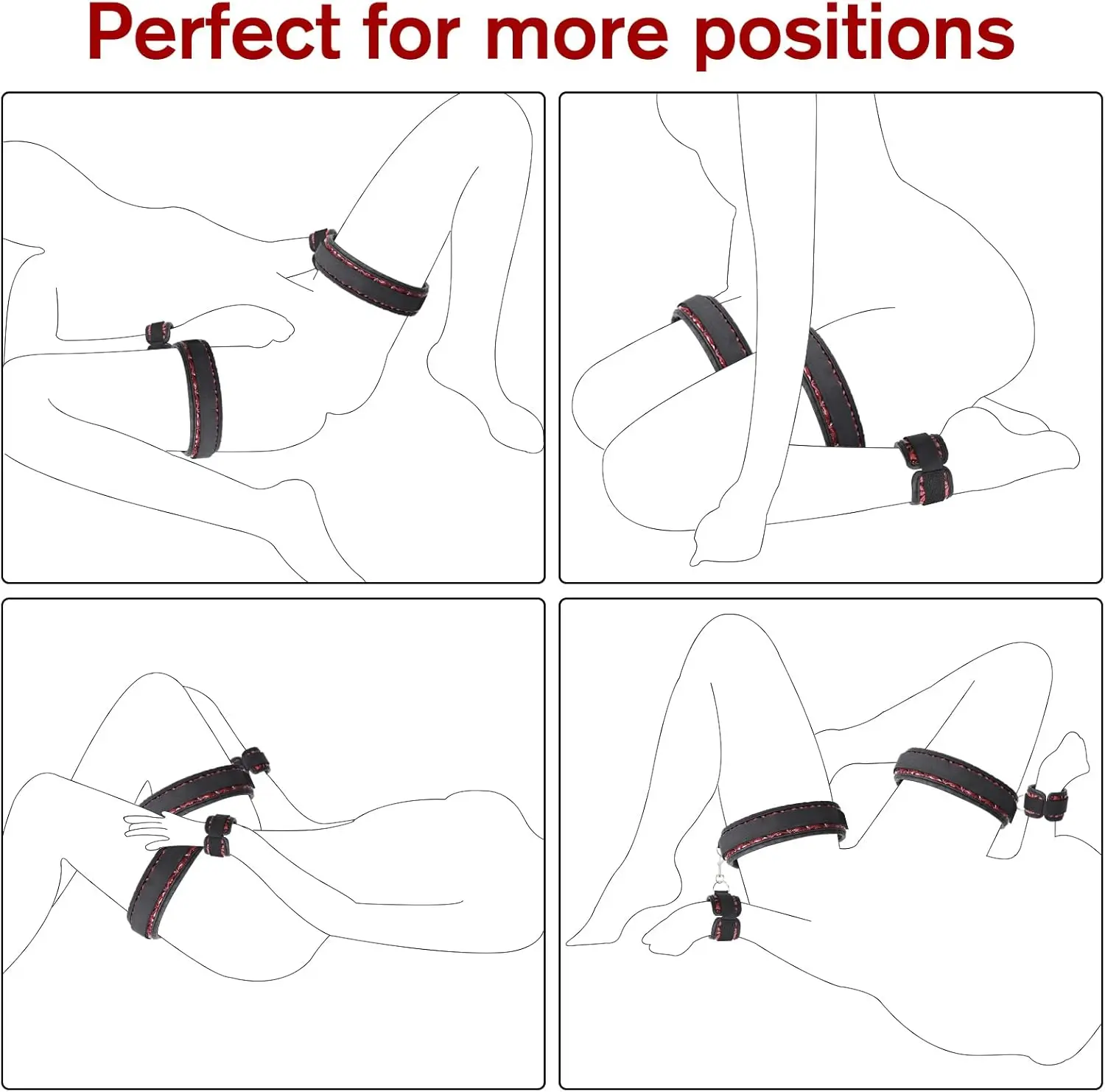 Menottes BDSM Poignets & Cuisses avec Sangles Réglables – Kit Bondage Couple