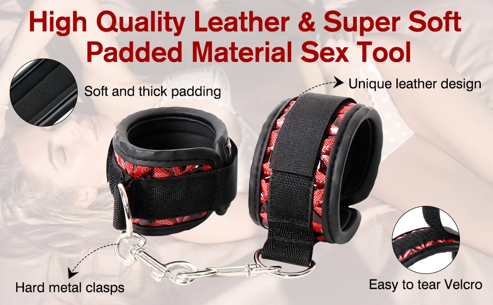 Menottes BDSM Poignets & Cuisses avec Sangles Réglables – Kit Bondage Couple