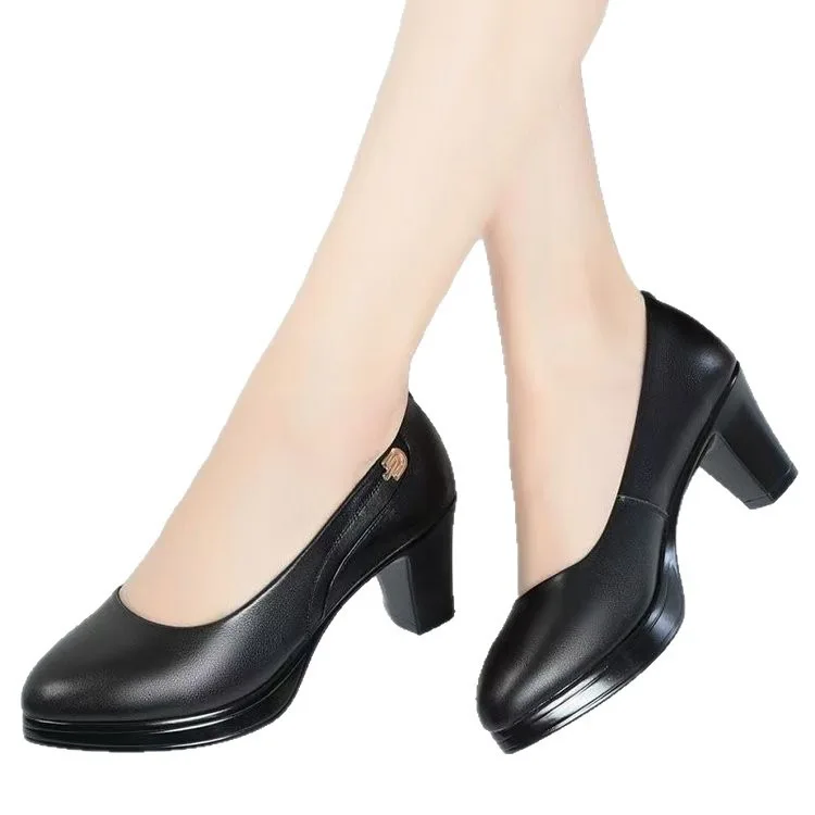 Chaussures Habillées Femme à Talon Épais – PU Souple, Légères, Imperméables & Confortables