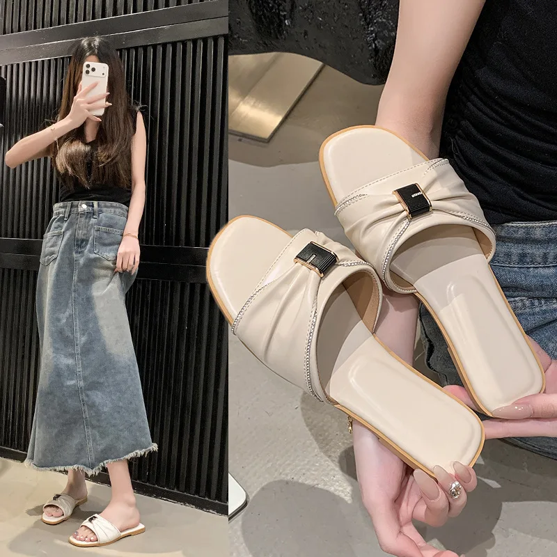 Sandales Montantes Femme Bout Ouvert & Boucle Métallique – Mode Été Tendance
