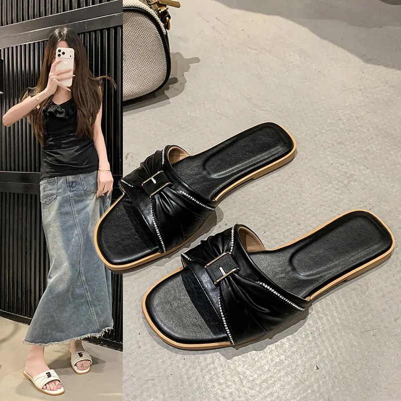 Sandales Montantes Femme Bout Ouvert & Boucle Métallique – Mode Été Tendance