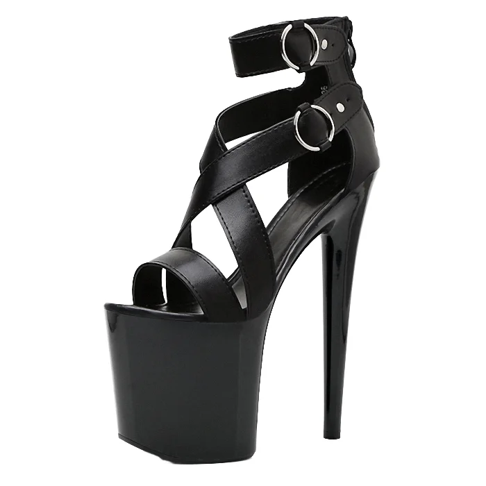 Sandales compensées plateau 20cm femme – Style gothique sexy bout ouvert