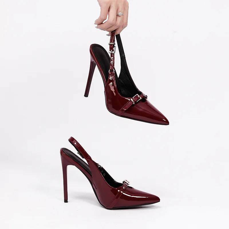 Escarpins Élégants Bout Pointu Talons Hauts Femme – Cuir Verni Antidérapant