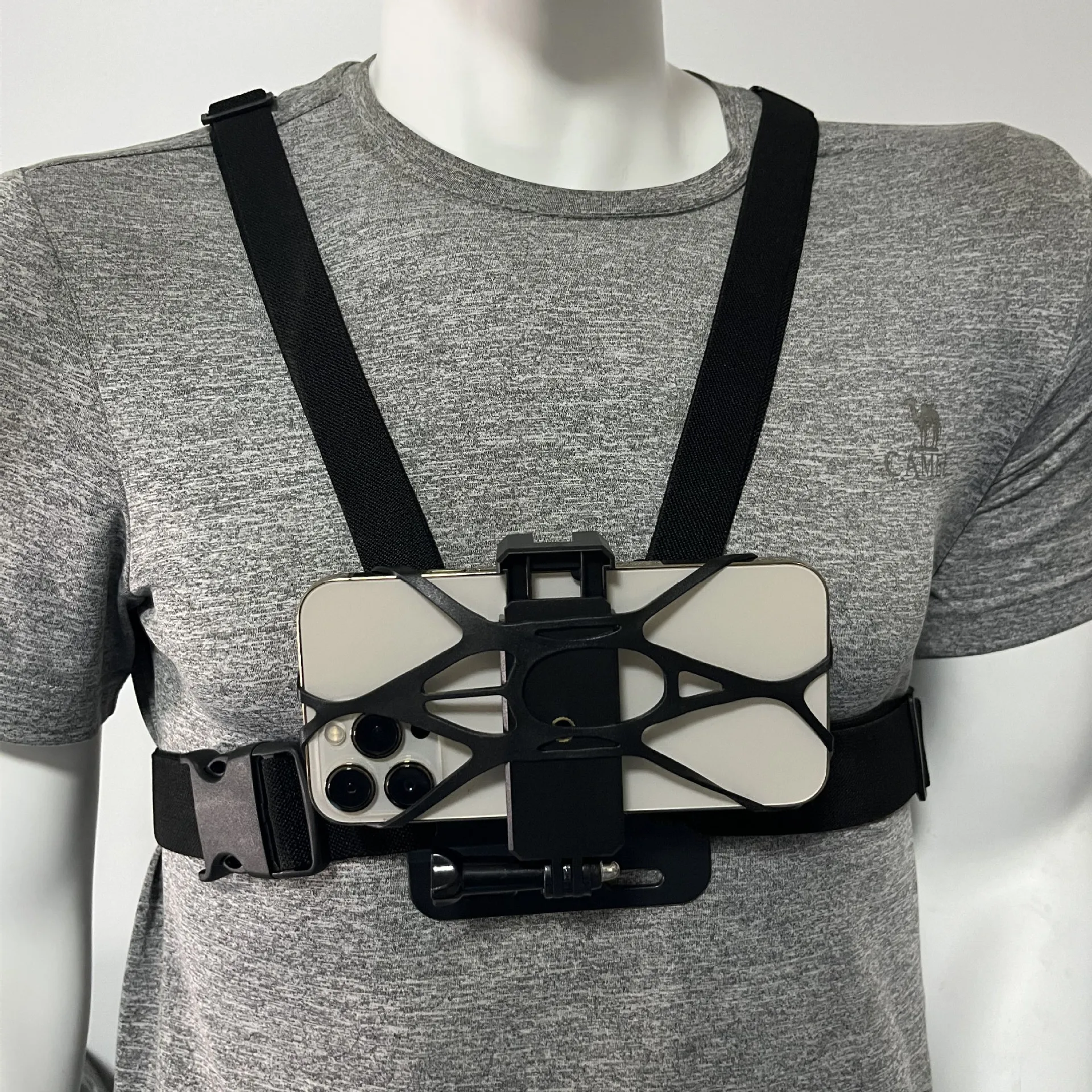 Support Poitrine Multifonctionnel pour Téléphone & Caméra GoPro – Réglable & Universel 4-7"