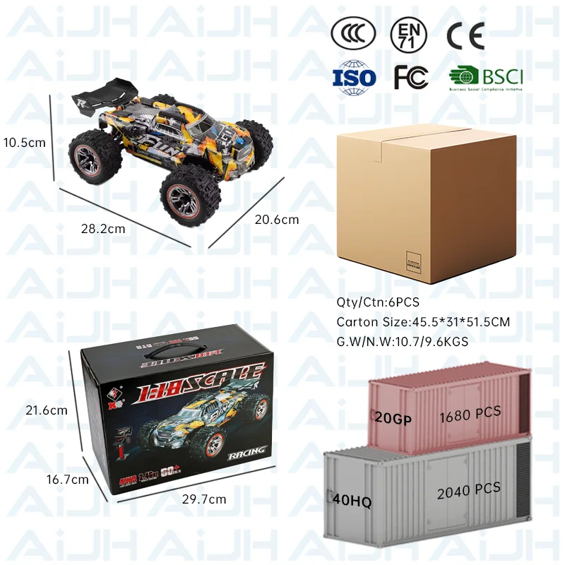 Camion RC AiJH 60 km/h Tout-Terrain Brushless 1:18 – Télécommandé Haute Vitesse Drift
