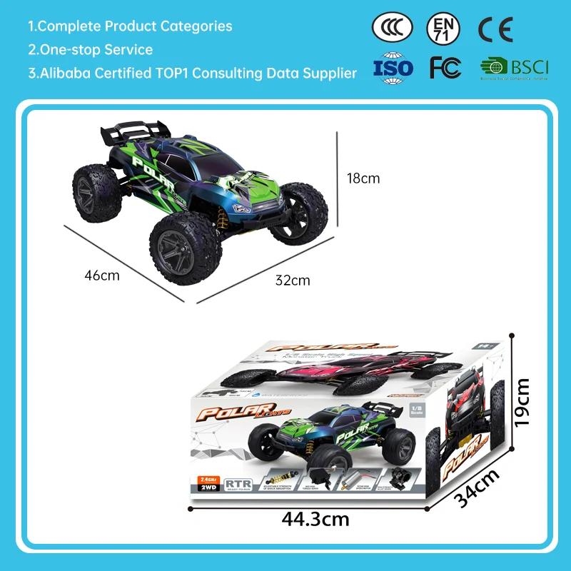 Voiture Télécommandée AiJH 1/8 Haute Vitesse 45 km/h - Tout-Terrain Intérieur/Extérieur